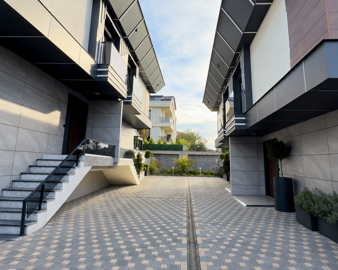 Famer Yapı Beylikdüzü villa projesi — iç bahçe